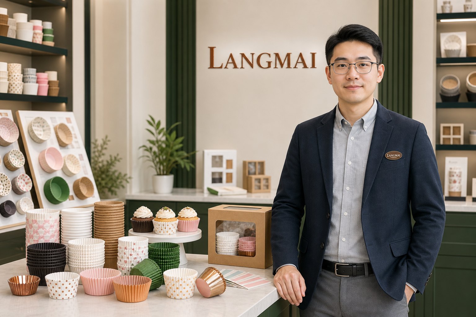 LANGMAI showroom with branded product samples