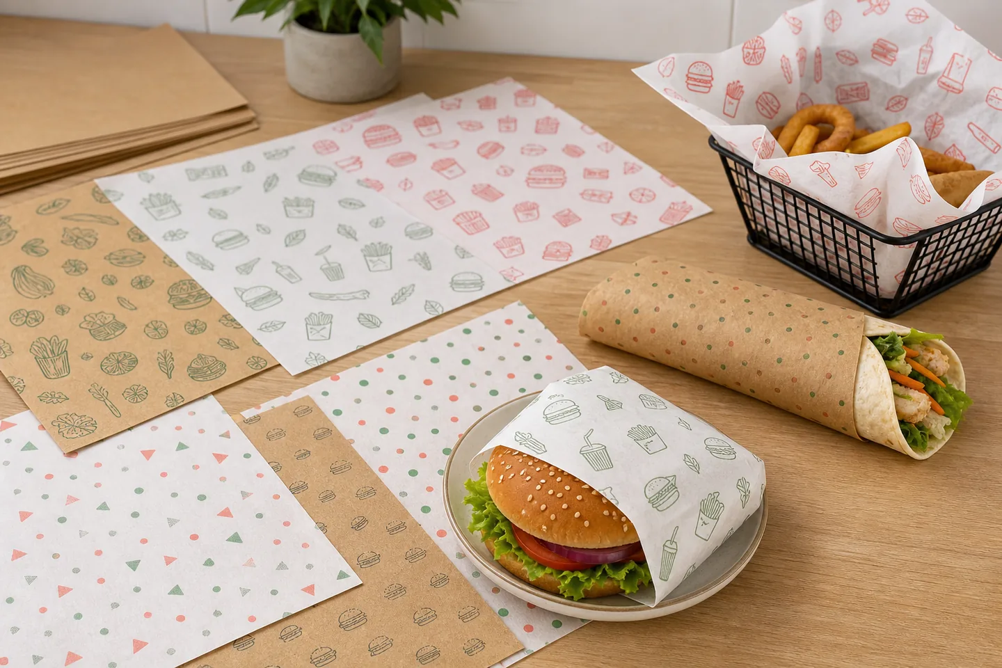 Custom Printed Burger Wrapping Paper