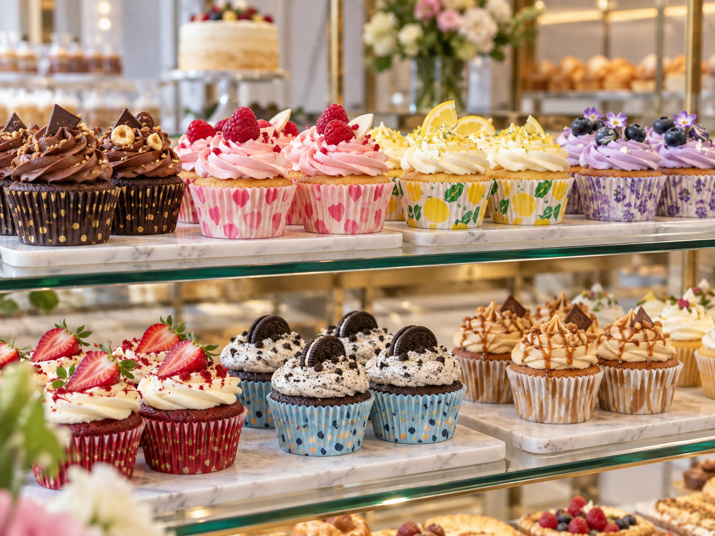 Printed cupcake assortment