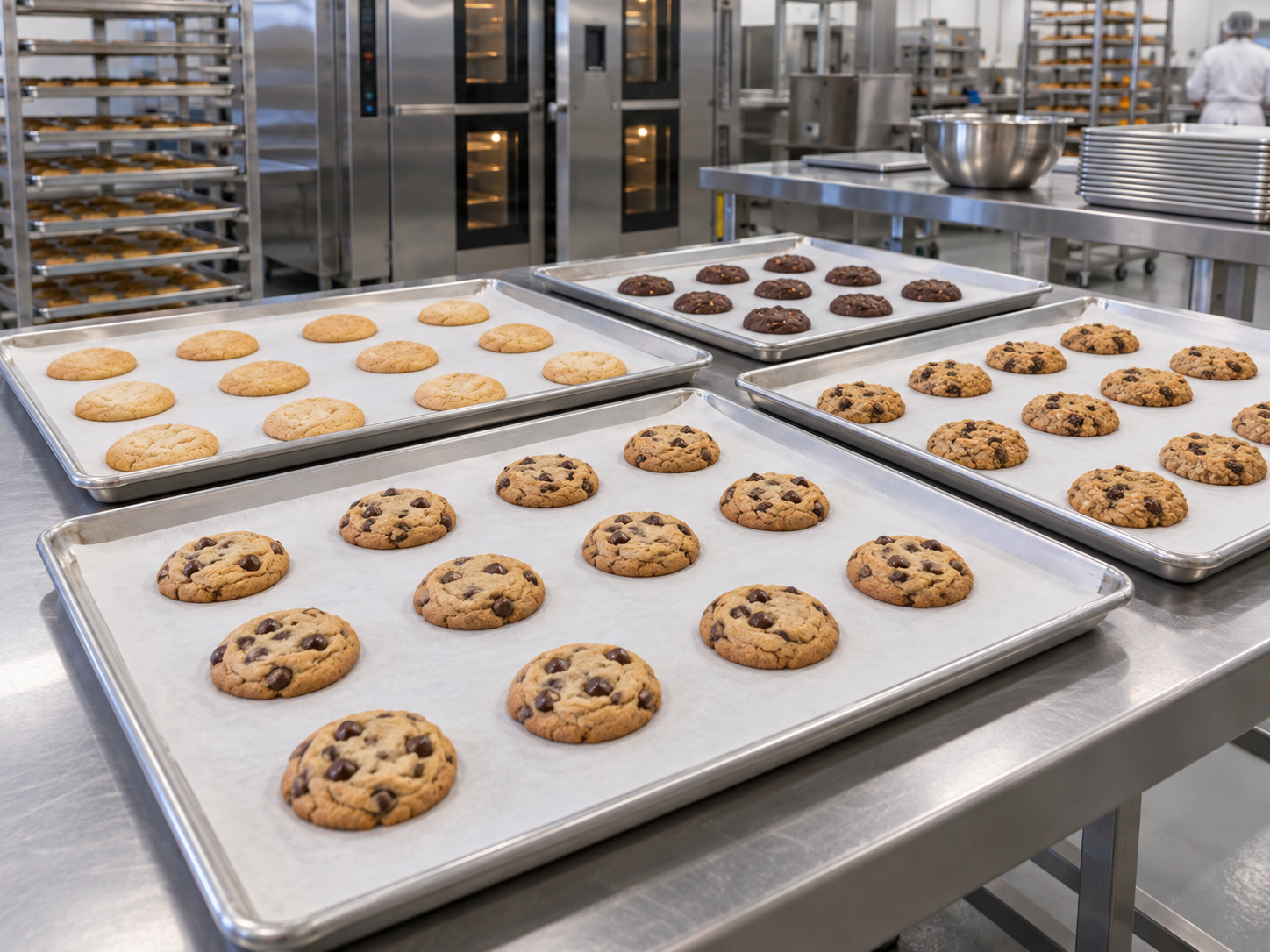 Baking parchment on sheet pans