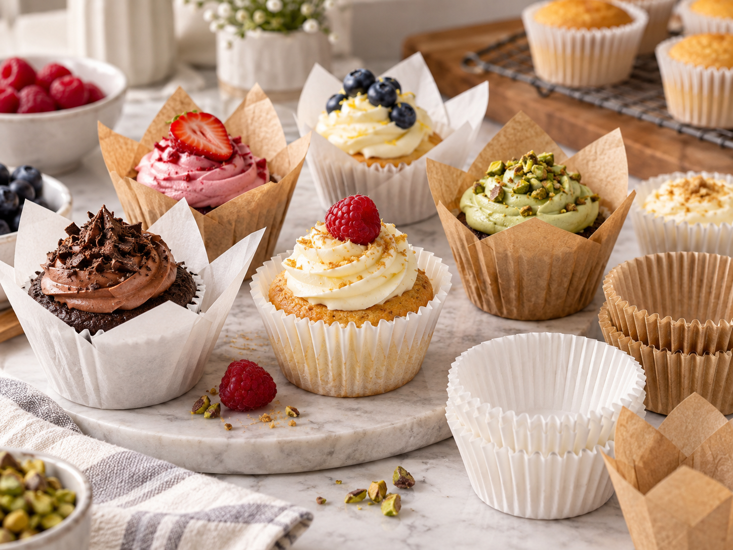 Colorful paper baking cups