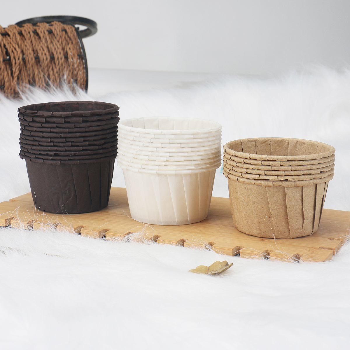 Roll-Mouth Paper Baking Cups for OEM Dessert Packaging